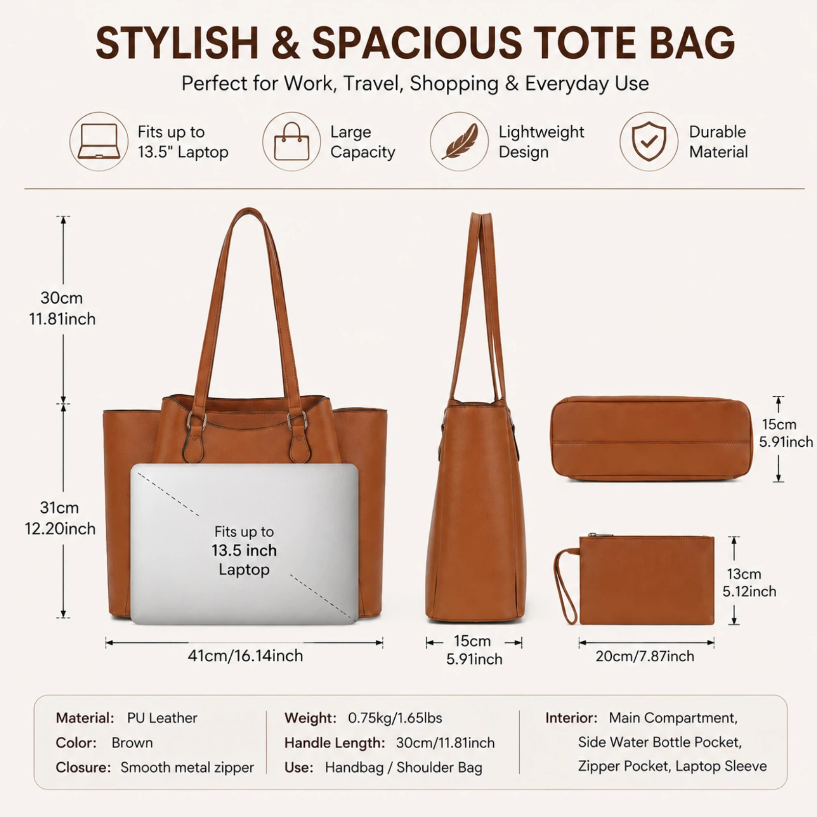 Tote Bag for Women, Large PU L - Women Bags For Work incelemesi ve fiyatı