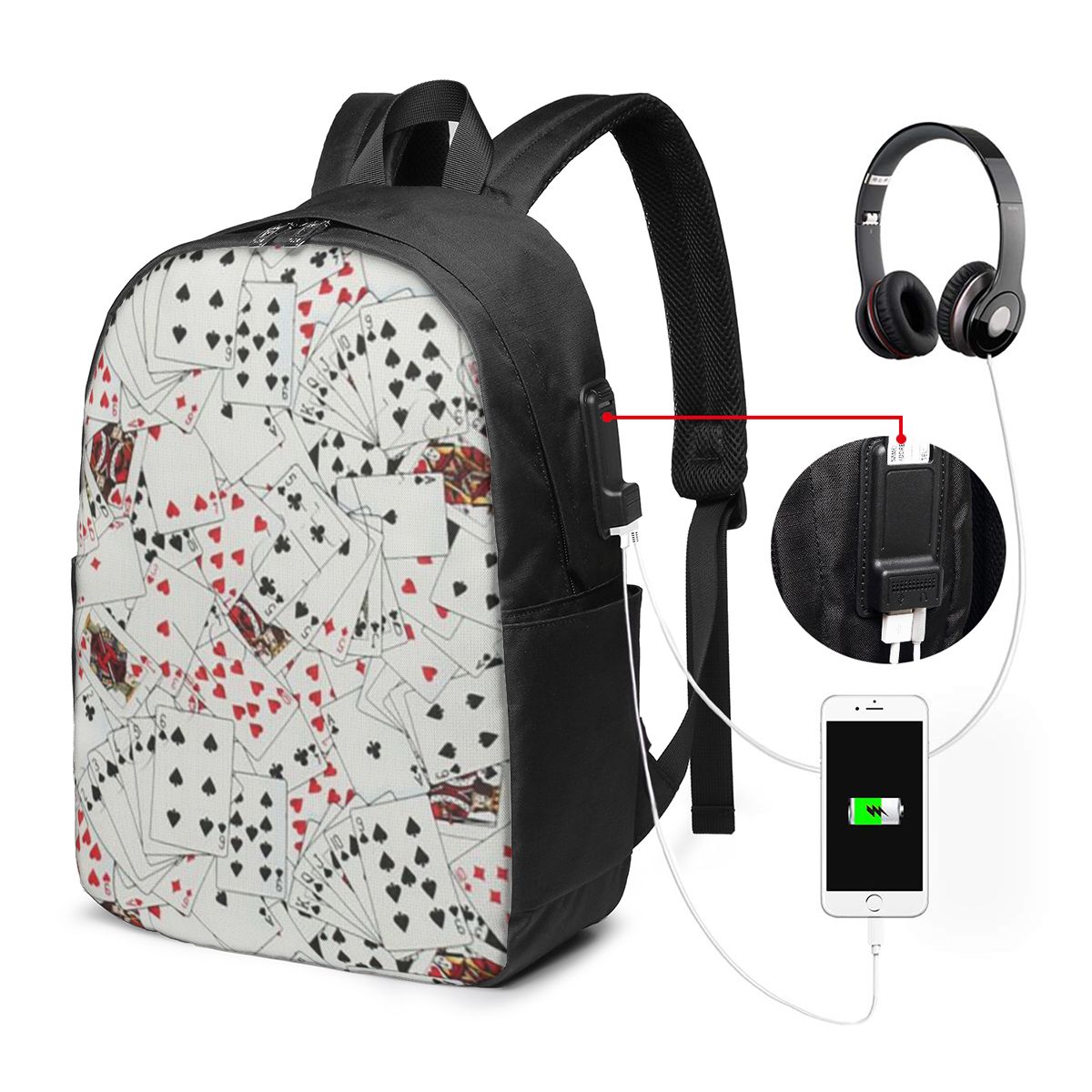 Playing Cards Poker Print Back - Women Bags For College incelemesi ve fiyatı