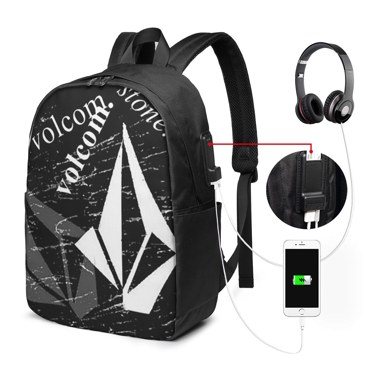 V-Volcom Logo Backpack Travel  - Women Bags For College incelemesi ve fiyatı