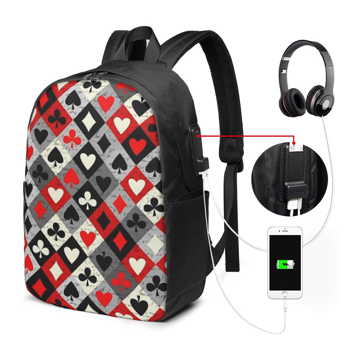 Playing Cards Poker Print Back - Women Bags For College incelemesi ve fiyatı